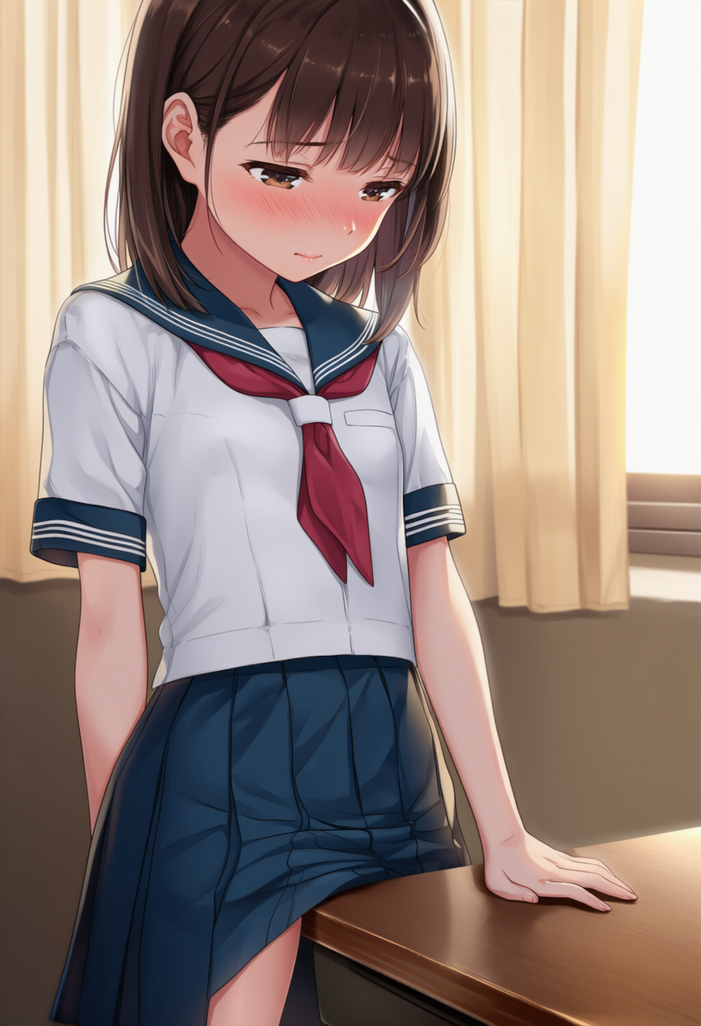 放課後の教室でこっそりオナニー【制服少女角オナ】