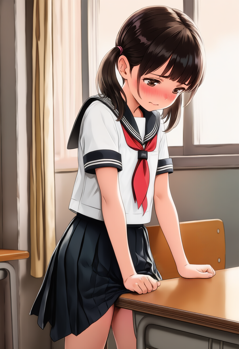 放課後の教室でこっそりオナニー【制服少女角オナ】