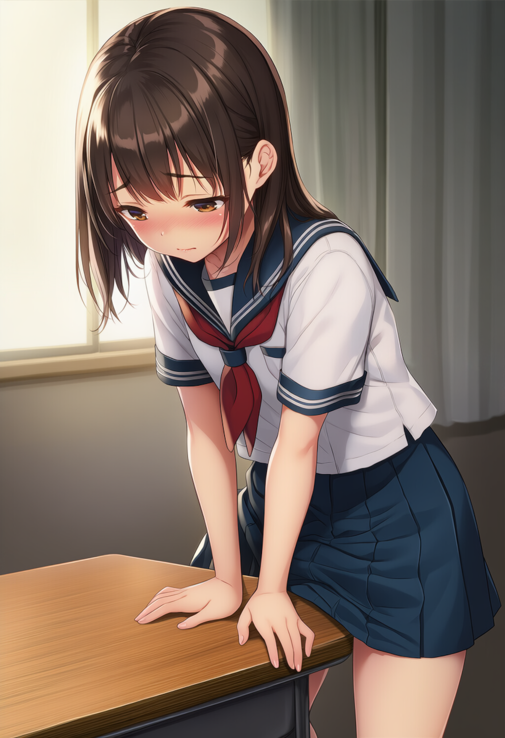 放課後の教室でこっそりオナニー【制服少女角オナ】