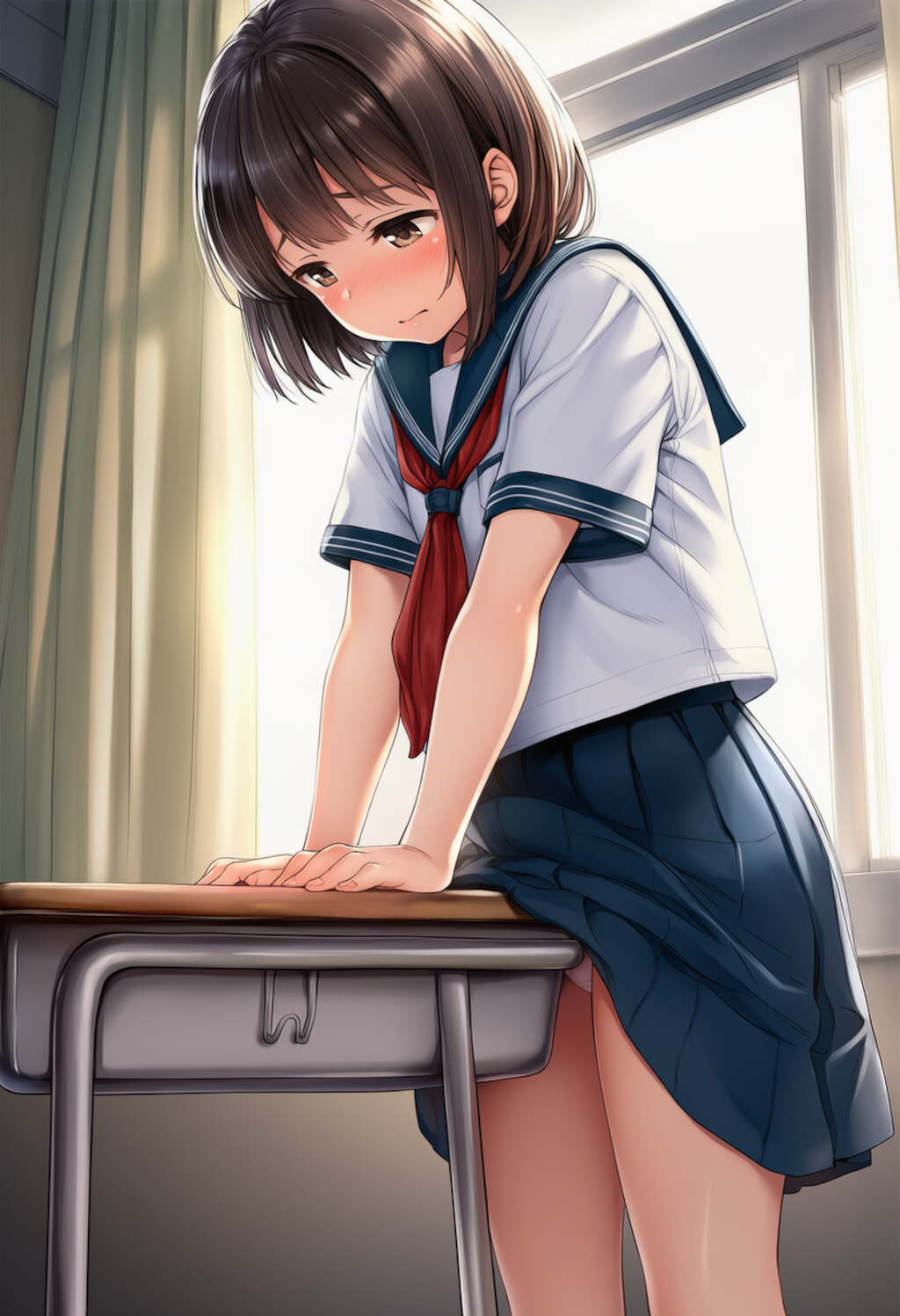 放課後の教室でこっそりオナニー【制服少女角オナ】