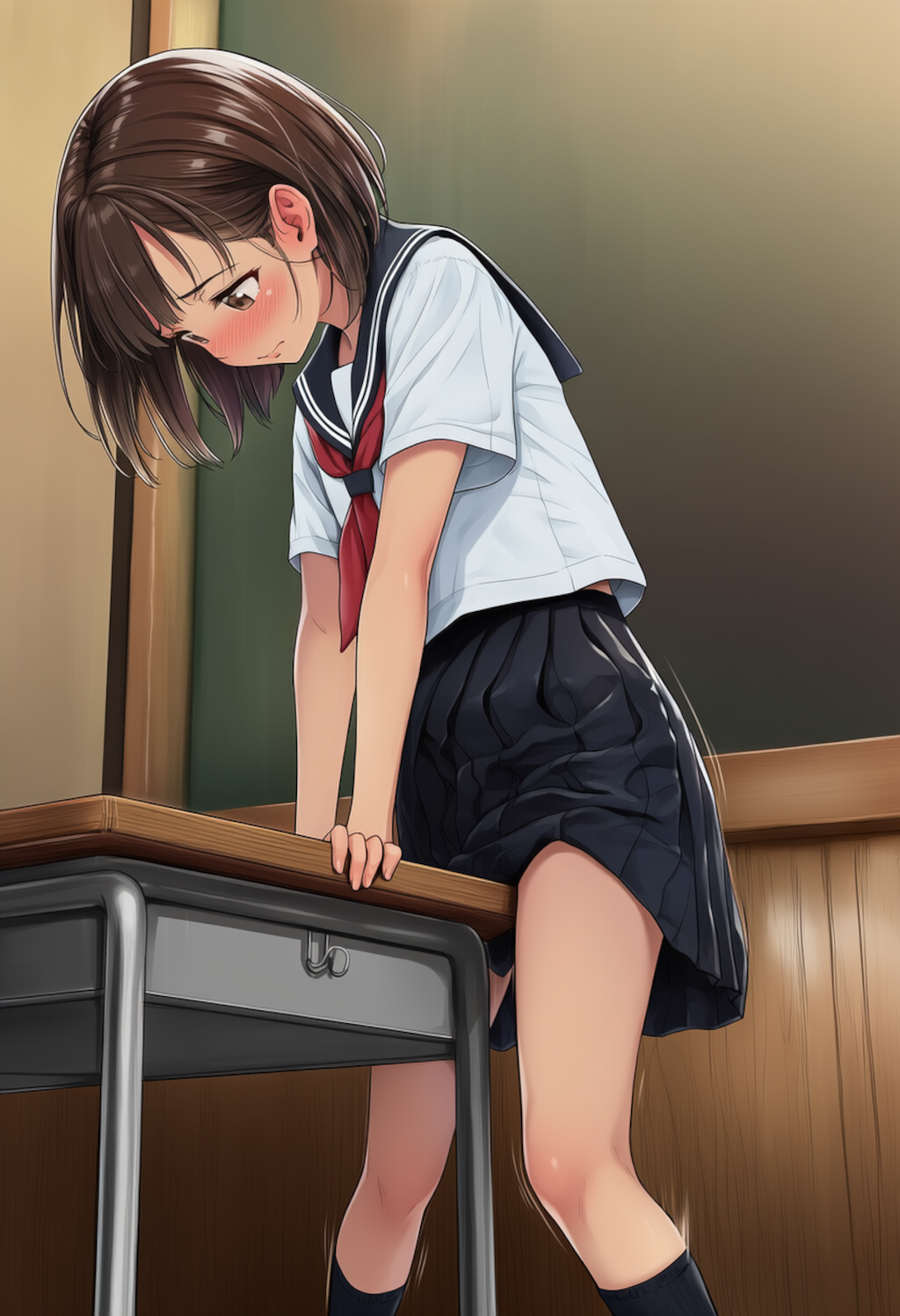 放課後の教室でこっそりオナニー【制服少女角オナ】