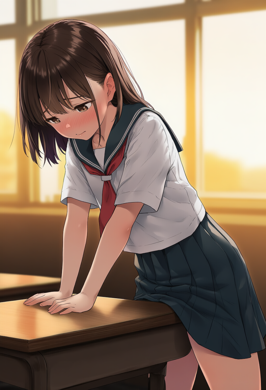 放課後の教室でこっそりオナニー【制服少女角オナ】