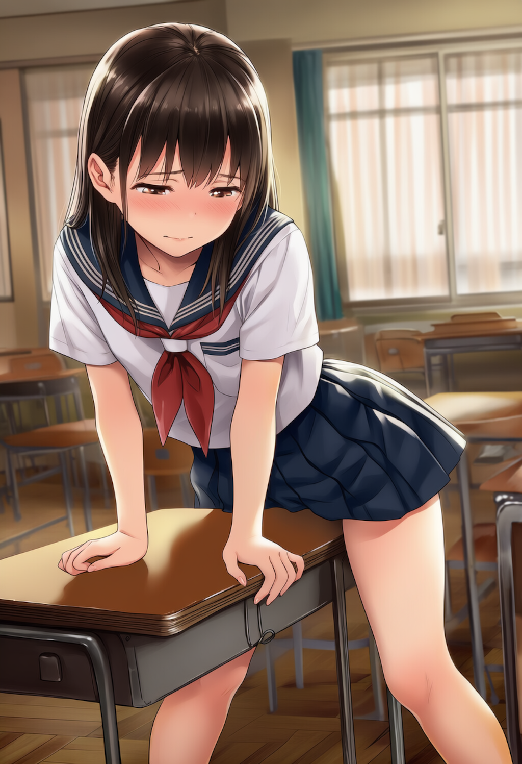 放課後の教室でこっそりオナニー【制服少女角オナ】
