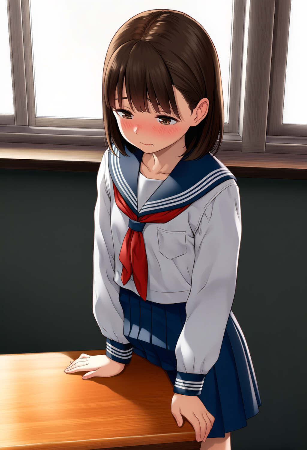 放課後の教室でこっそりオナニー【制服少女角オナ】