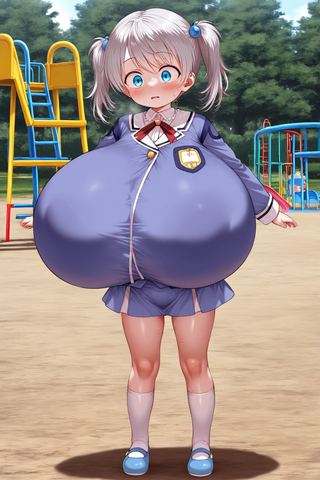 大きすぎて服がバグっているように見える爆乳ロリちゃん
