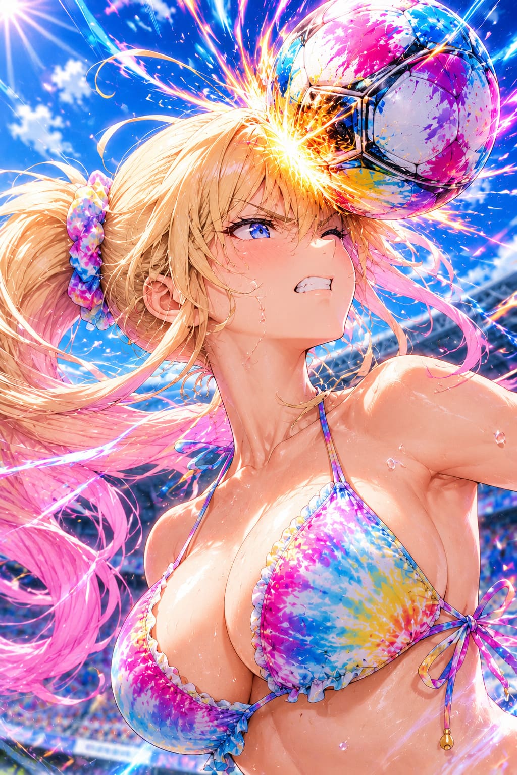 水着サッカー : ヘディング