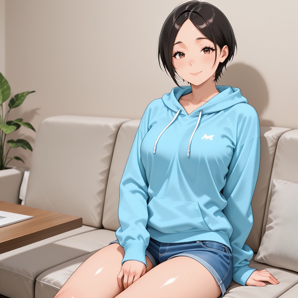 黒髪ショート純子さん