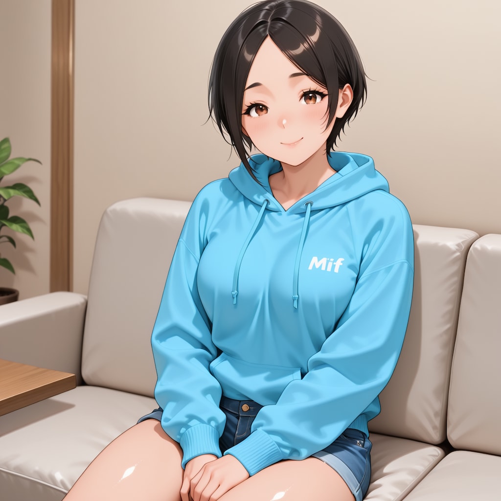 黒髪ショート純子さん