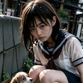 捨て犬と少女 2枚目