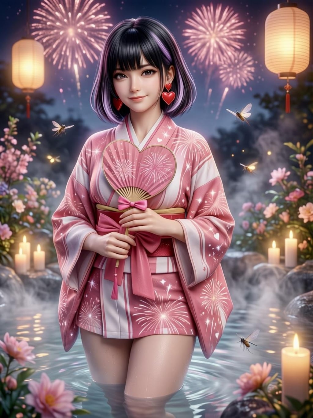 美咲さん💞花火に露天風呂、美咲浴衣バージョン１
