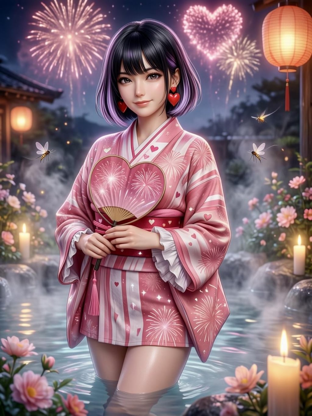 美咲さん💞花火に露天風呂、美咲浴衣バージョン１