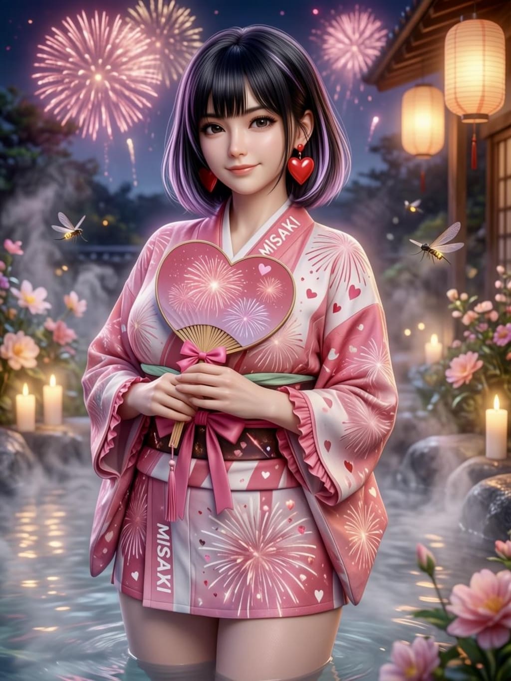 美咲さん💞花火に露天風呂、美咲浴衣バージョン１