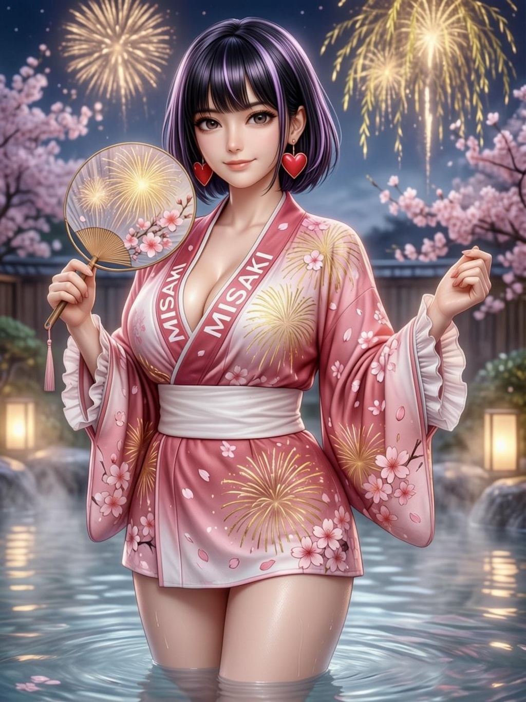美咲さん💞花火に露天風呂、美咲浴衣バージョン１