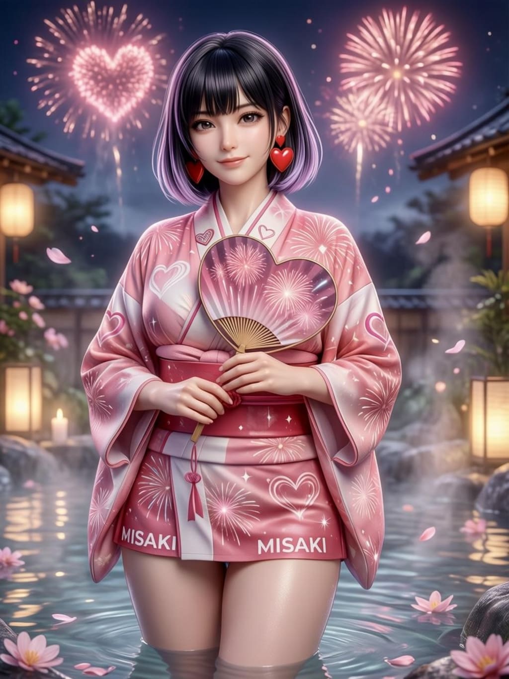 美咲さん💞花火に露天風呂、美咲浴衣バージョン１