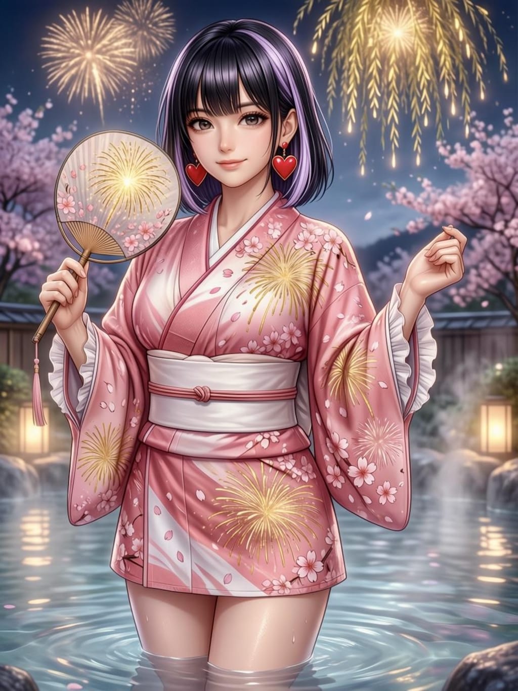 美咲さん💞花火に露天風呂、美咲浴衣バージョン１