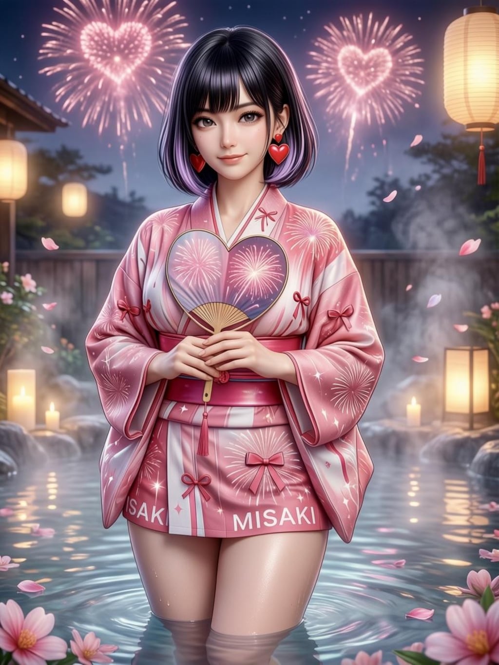 美咲さん💞花火に露天風呂、美咲浴衣バージョン１
