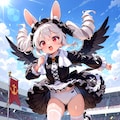 翼の生えた奇妙なうさぎがゴスロリ体操服で運動会に出場してタオルで汗を拭いているラノベ表紙を緊急で生成した件 4枚目