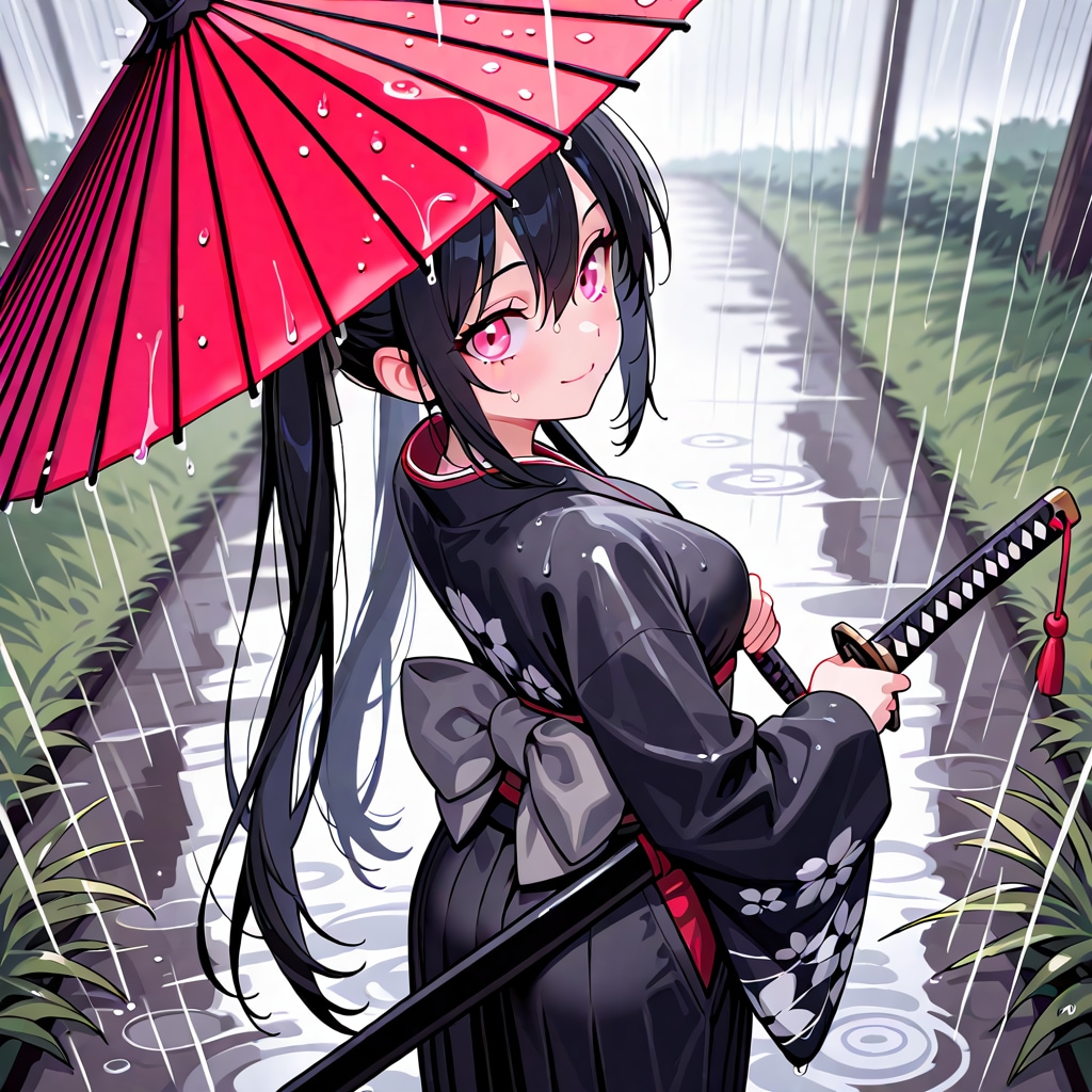 雨路に咲く紅、潜む影