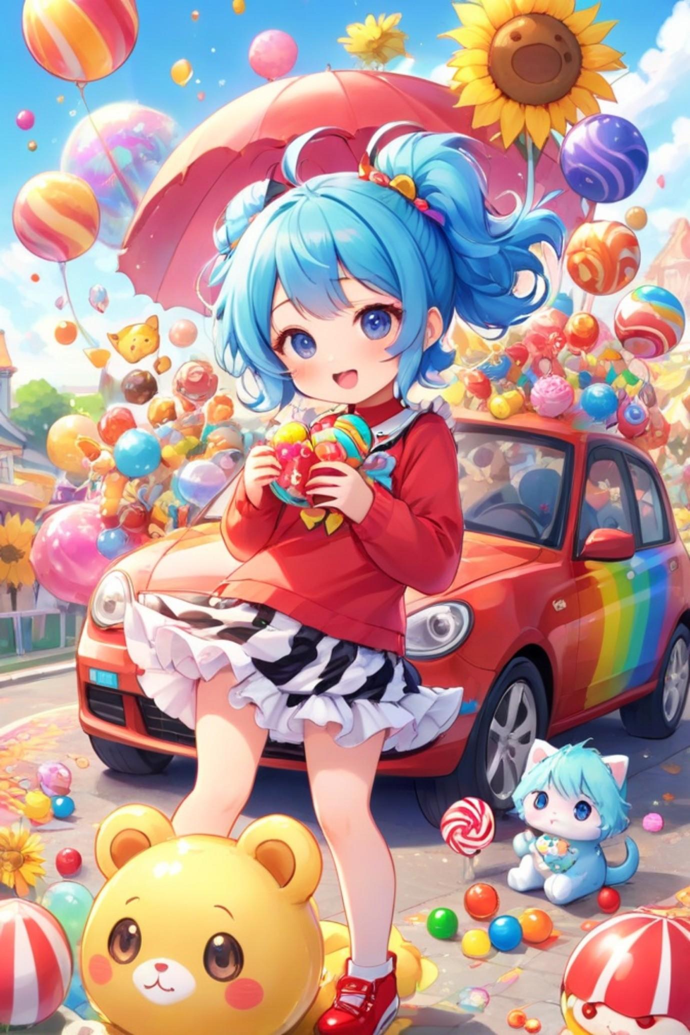 青髪ちゃんと車