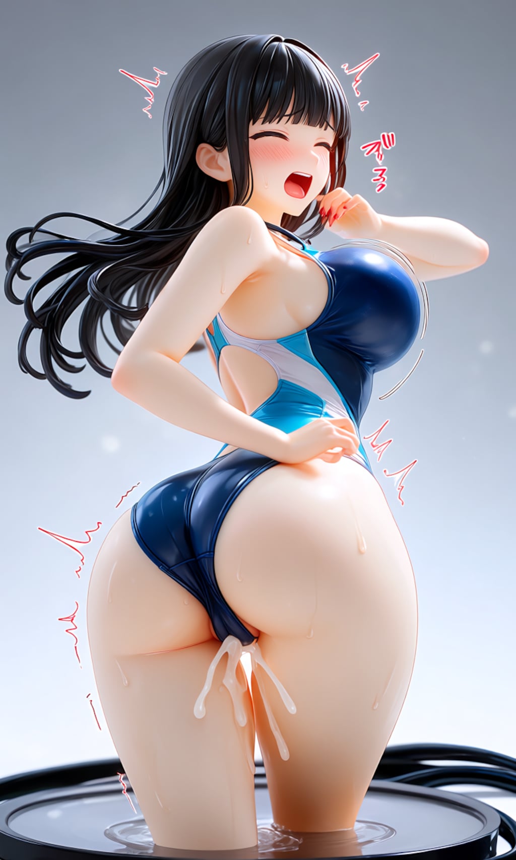 （台座があるのでフィギュア寄り）半フィギュア質感で正義のディルド＆正義の必殺技で倒され💦ぷしゅーしながら身悶えちゃうハイレグ女戦闘員達♪