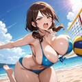 夏のバレーコスプレ人妻3名 8枚目