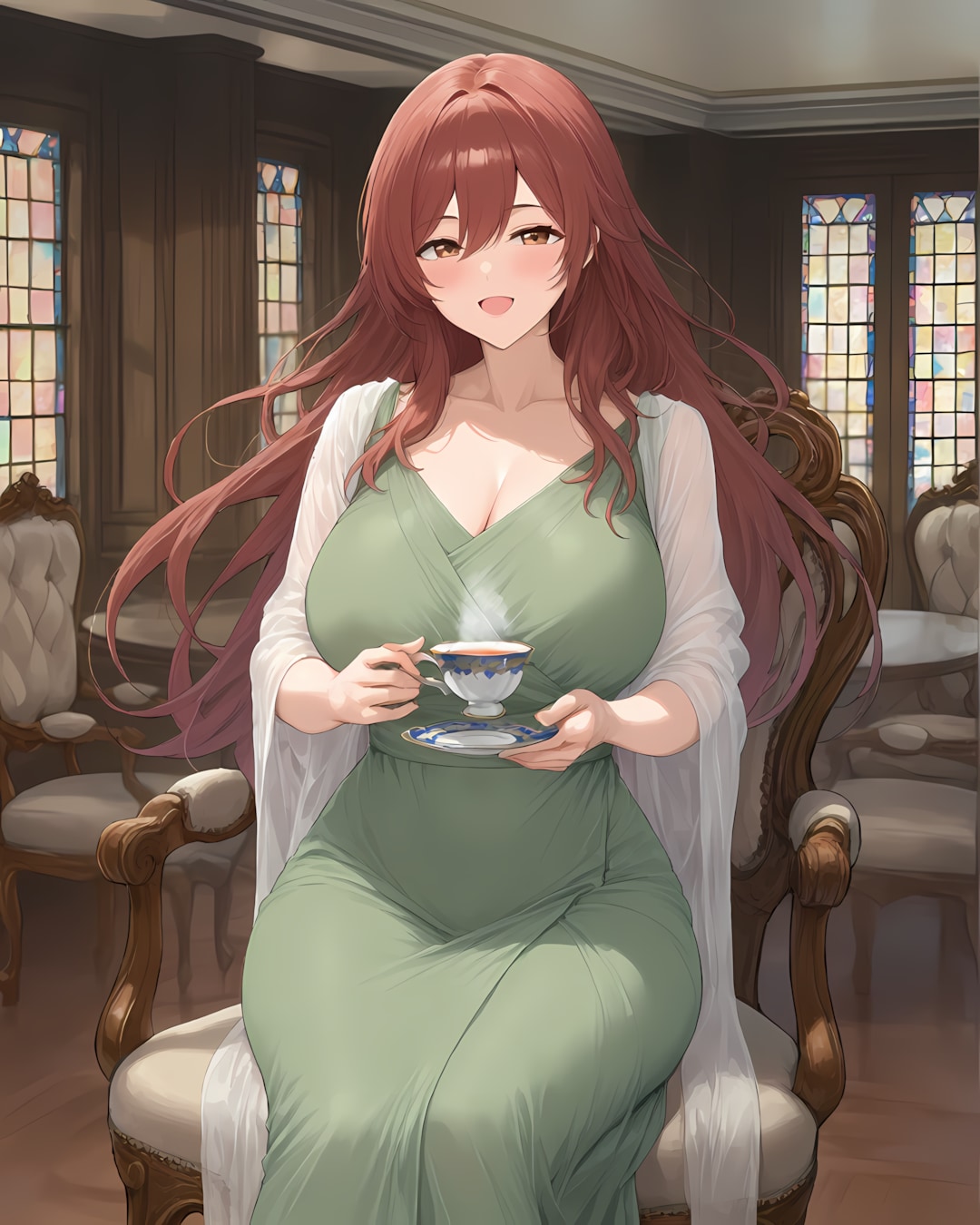 【PixAI】洋館のティーサロンで☕️ノノカと優雅な午後♡ | の人気AIイラスト・グラビア