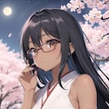 【褐色】夜桜と黒髪眼鏡の女の子【腋毛】 5枚目