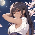 【褐色】夜桜と黒髪眼鏡の女の子【腋毛】 3枚目