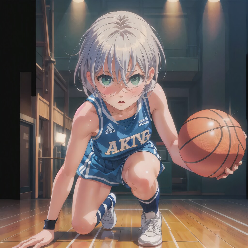 灰髪ボブでユニフォームの少女