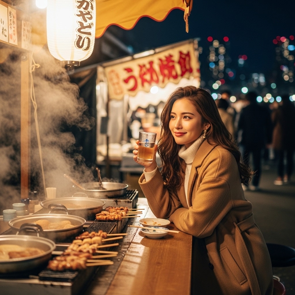 中洲の屋台で一人飲み