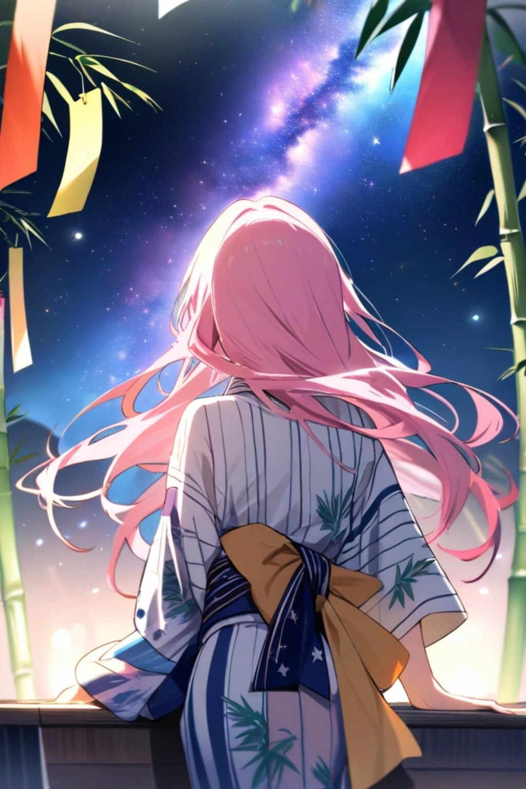 七夕のピンク髪ちゃん