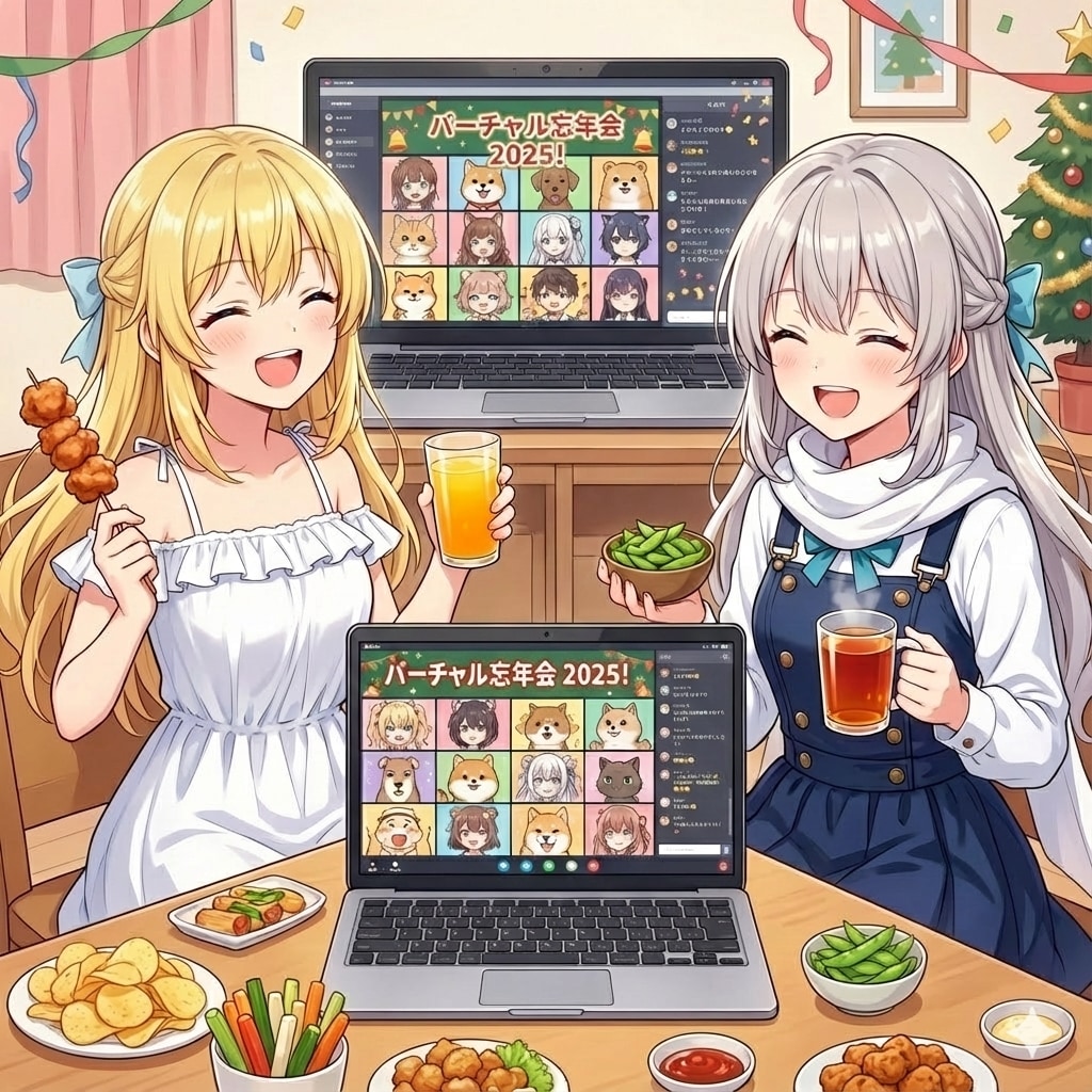 おそろいリボンで忘年会！　No.205　2025年12月21日(日) | の人気AIイラスト・グラビア