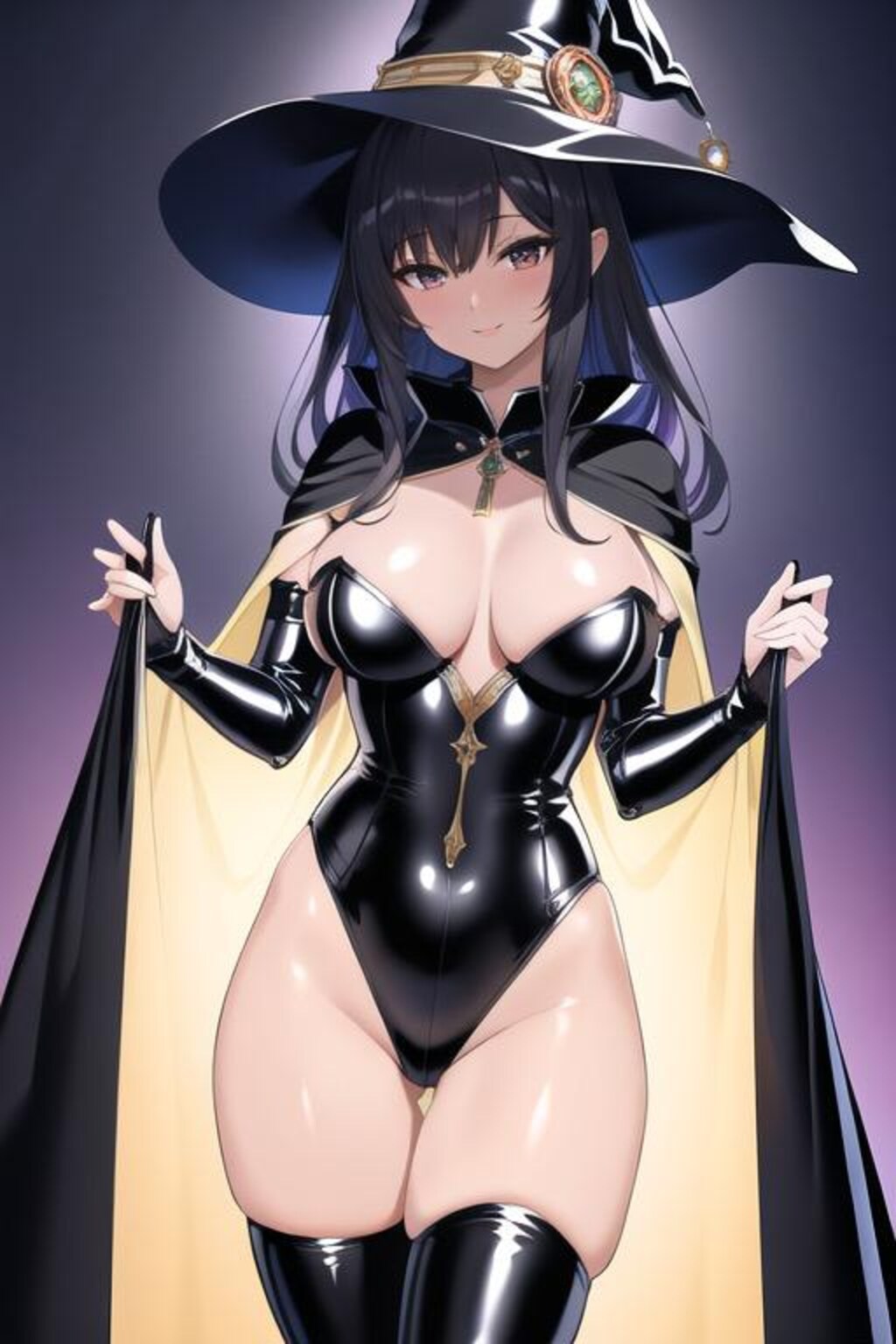黒ラバー衣装魔女