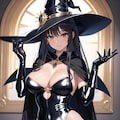 黒ラバー衣装魔女 2枚目