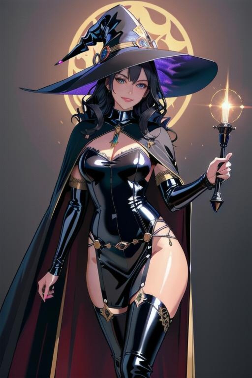 黒ラバー衣装魔女