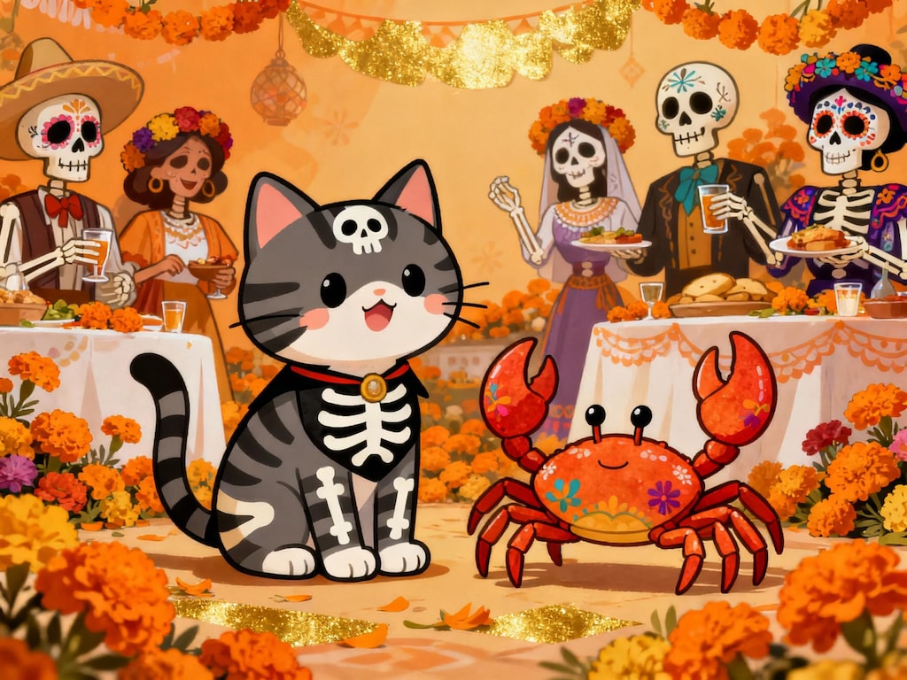 死者の日のお祭りにゃんだな🐱🦀