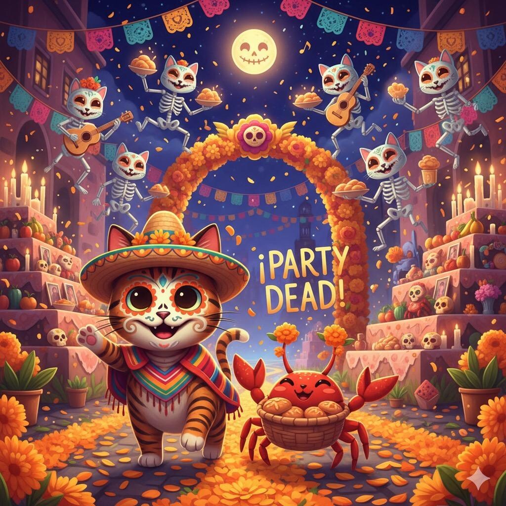 死者の日のお祭りにゃんだな🐱🦀