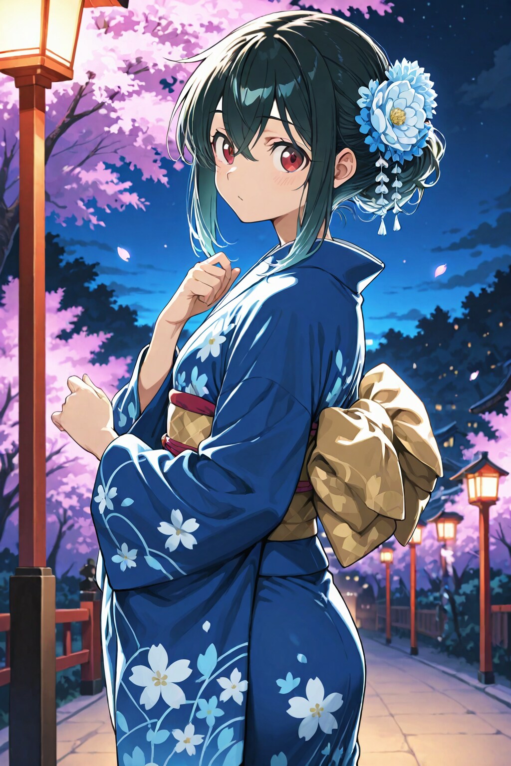 夜桜と着物 | の人気AIイラスト・グラビア