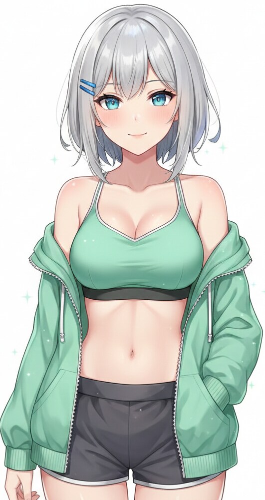 銀髪ボブでトレーニングウェアの少女 | の人気AIイラスト・グラビア