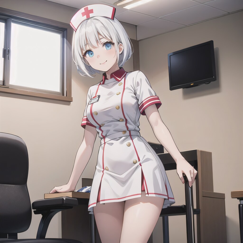 白髪ボブで白衣の少女７