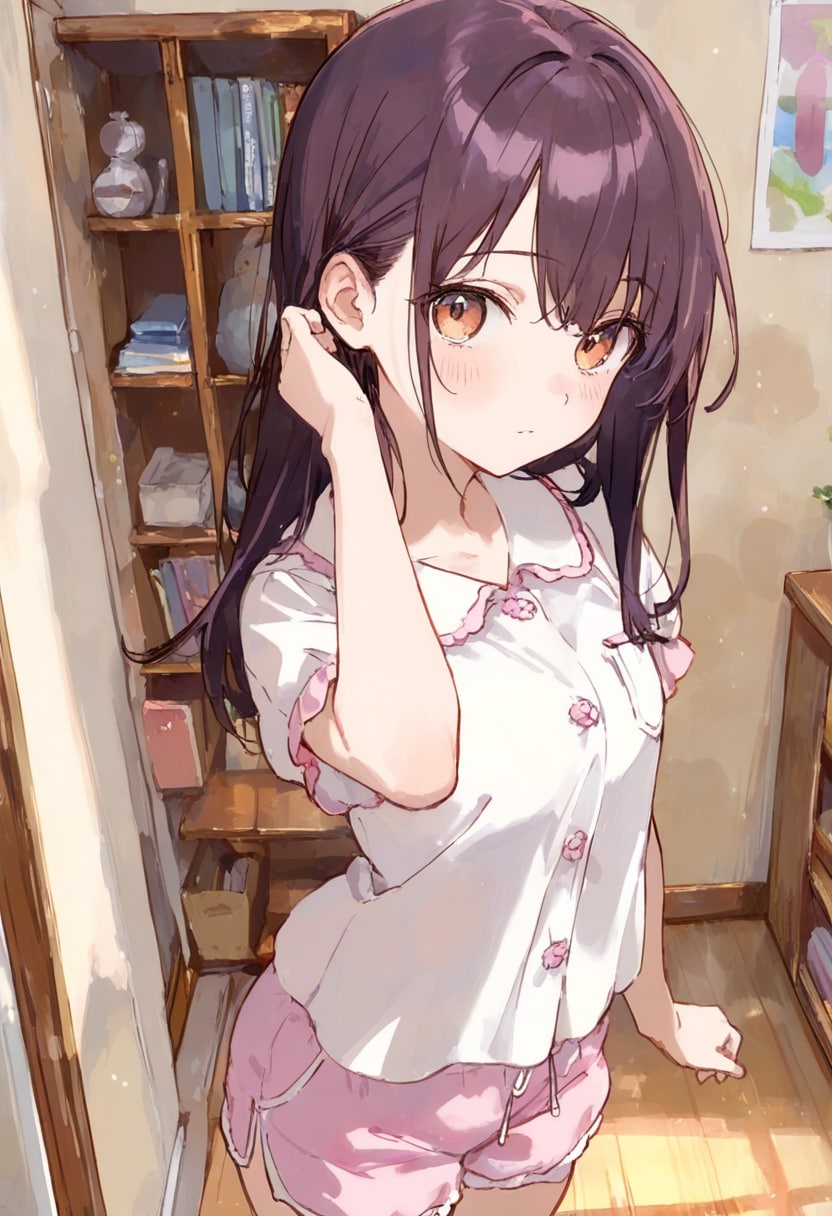 少女の部屋(水彩タッチ)(2) | の人気AIイラスト・グラビア