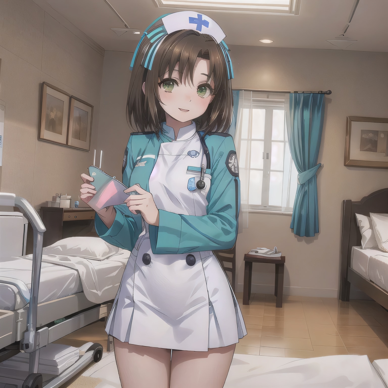 黒髪ボブで看護服の少女３ | の人気AIイラスト・グラビア