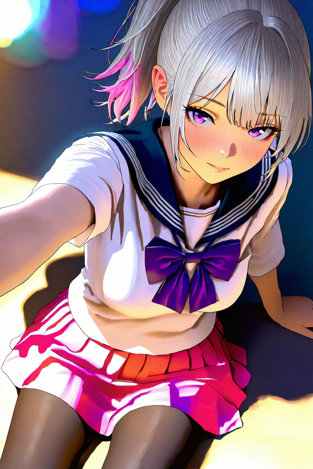 (1004)銀髪ちゃんセーラー服