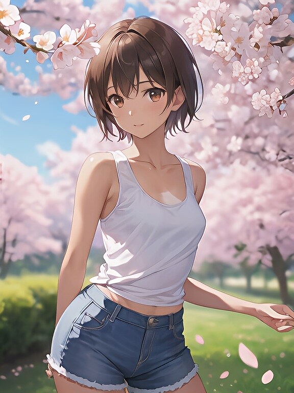 桜と女子