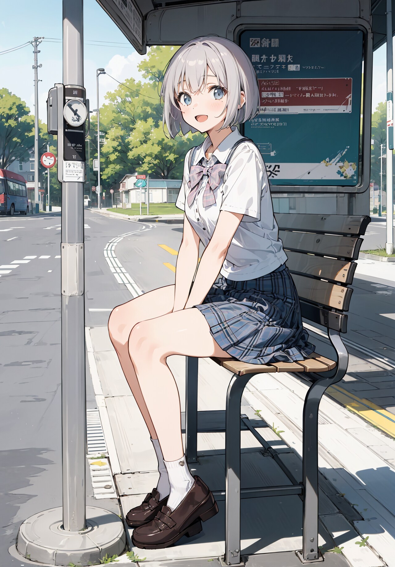 バス、まだかな。