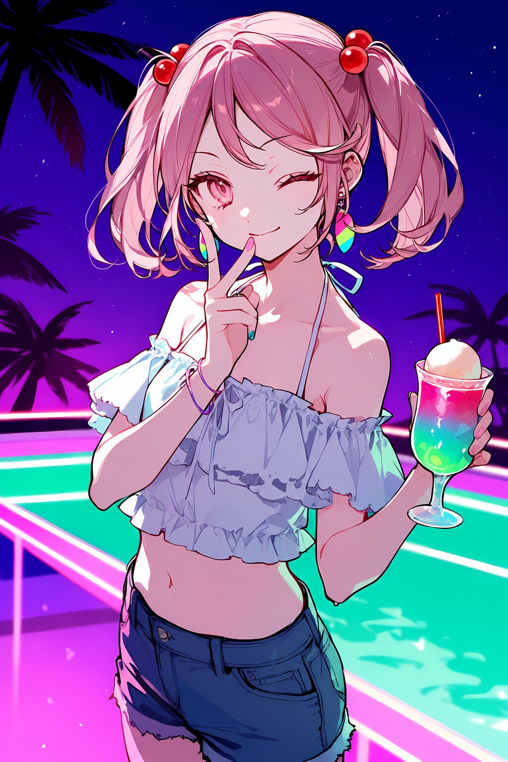 ネオンカラーなナイトプール