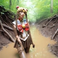 泥だらけのセーラームーンコスプレイヤー 4枚目