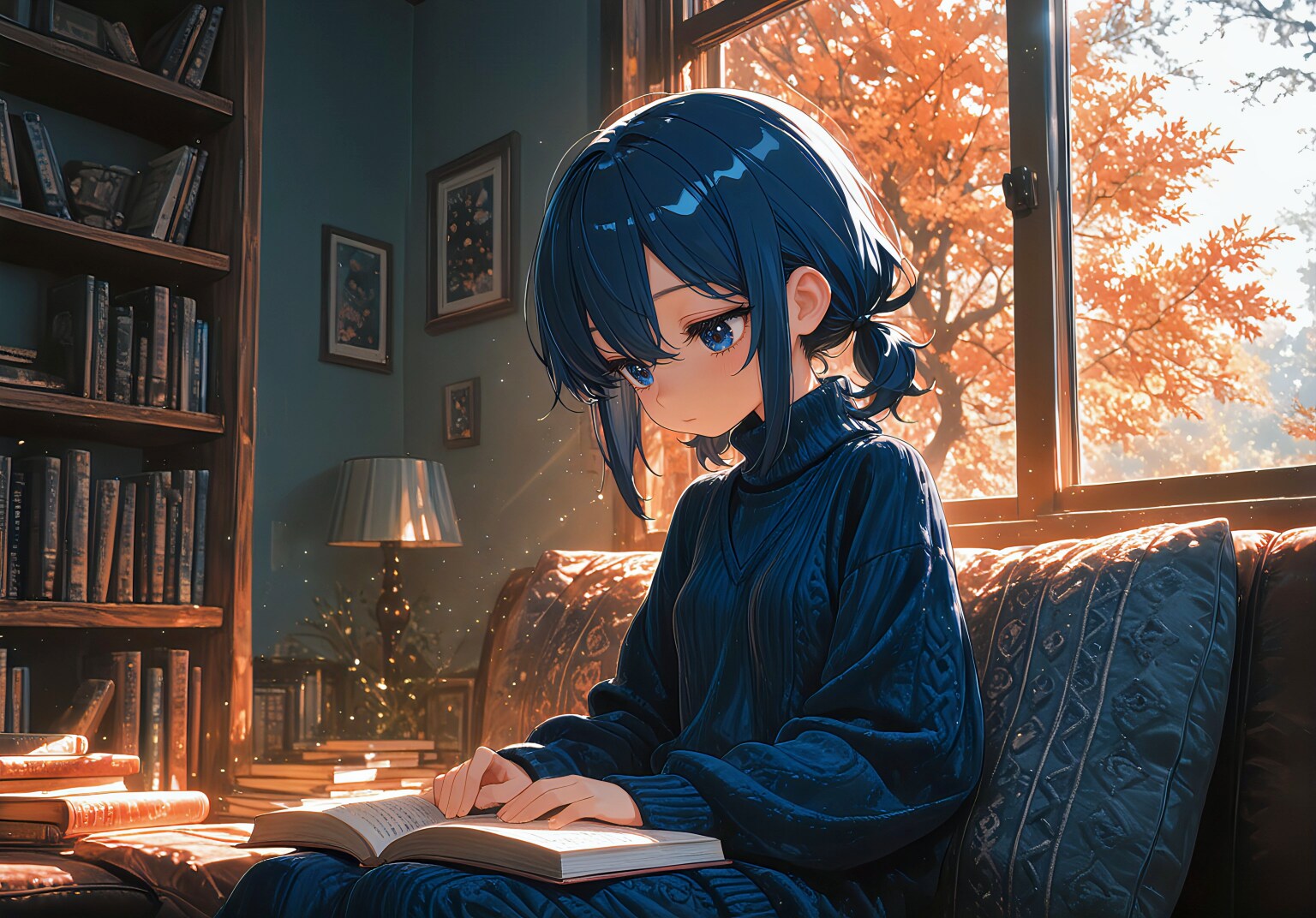 秋色の窓辺で読書を | の人気AIイラスト・グラビア