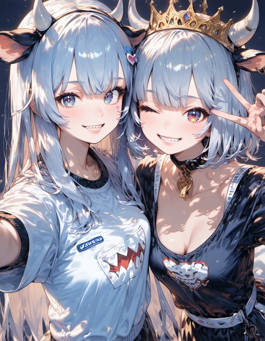 Cow-Girl Sisters' Selfie