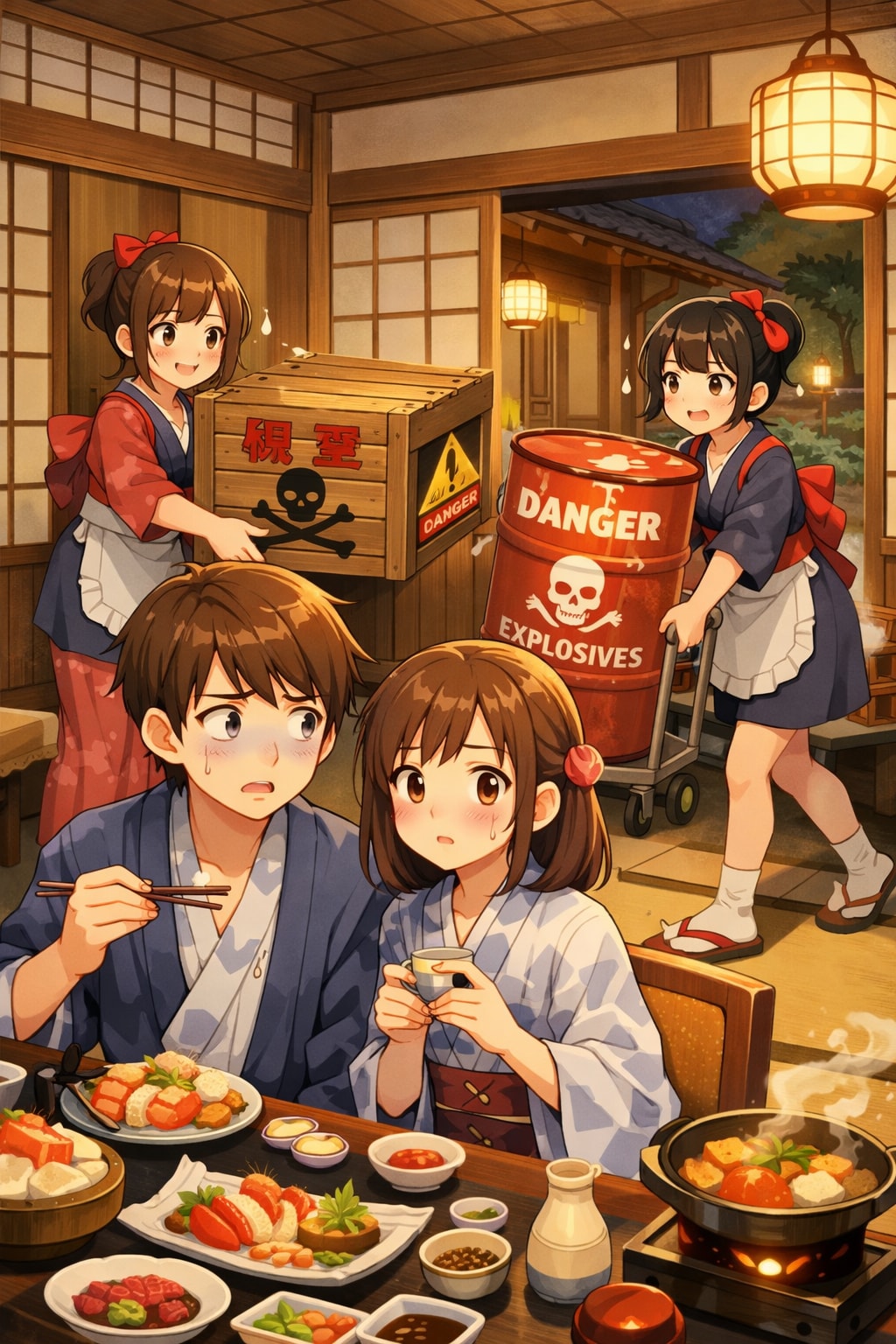 温泉宿の夕食 | の人気AIイラスト・グラビア